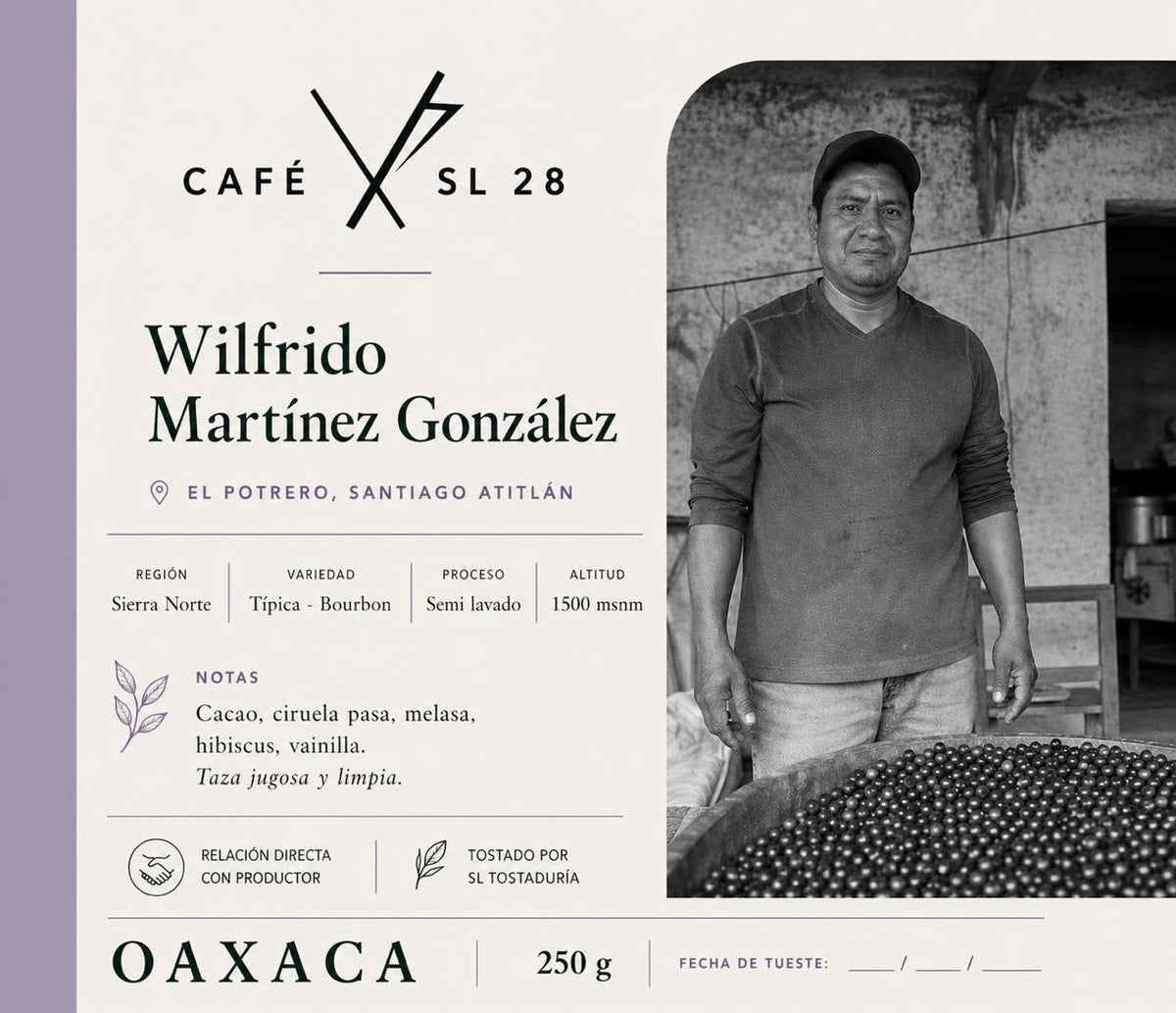SL28 Wilfredo Martinez González - Typica & Bourbon · Semi-washed